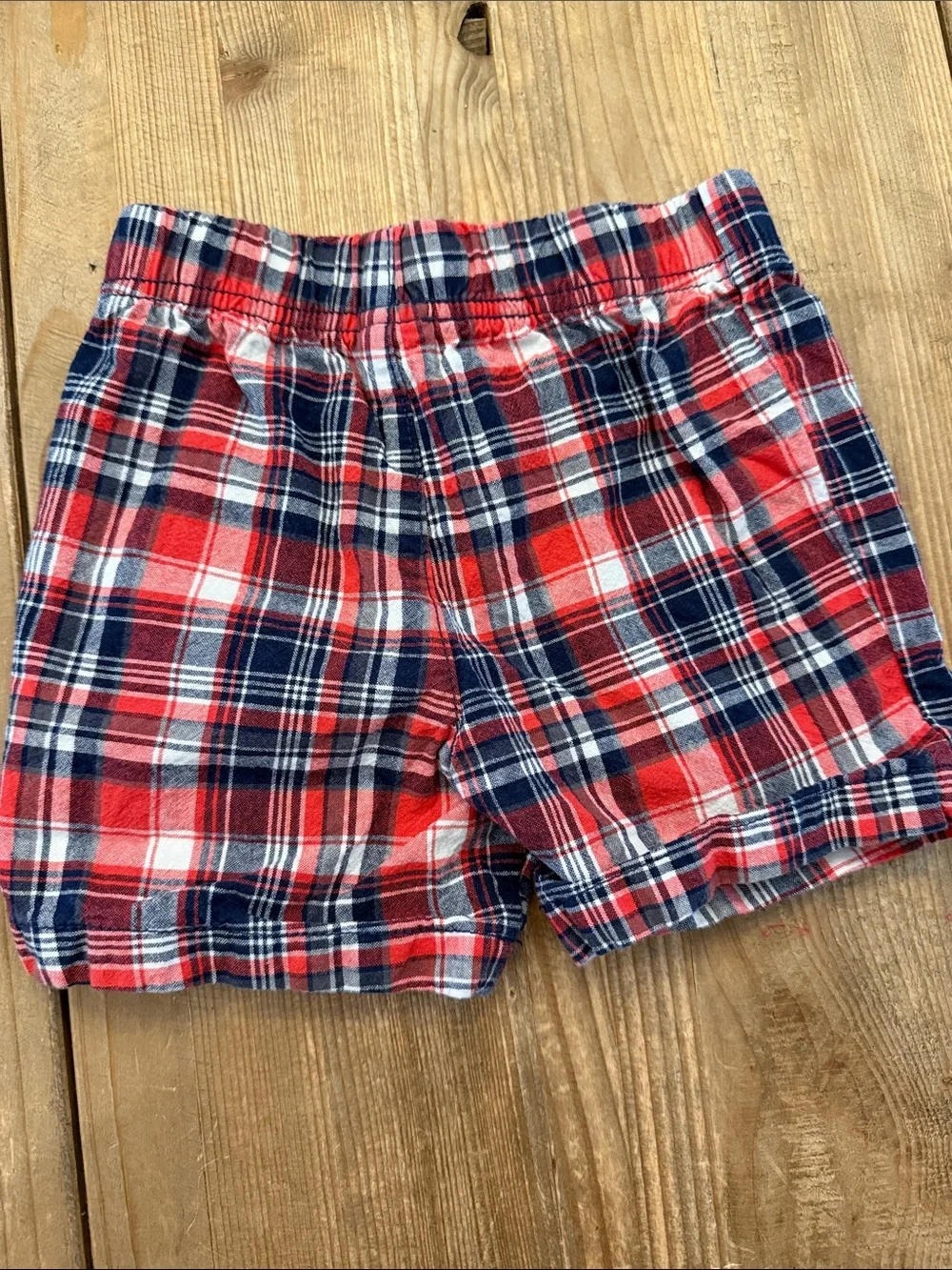 Carter's Plaid Pull-On Shorts - Blue & Red